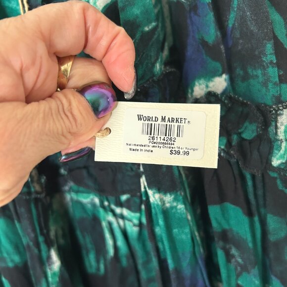 World Market Midi Tropical Dress Green S/M NWT - Picture 7 of 8